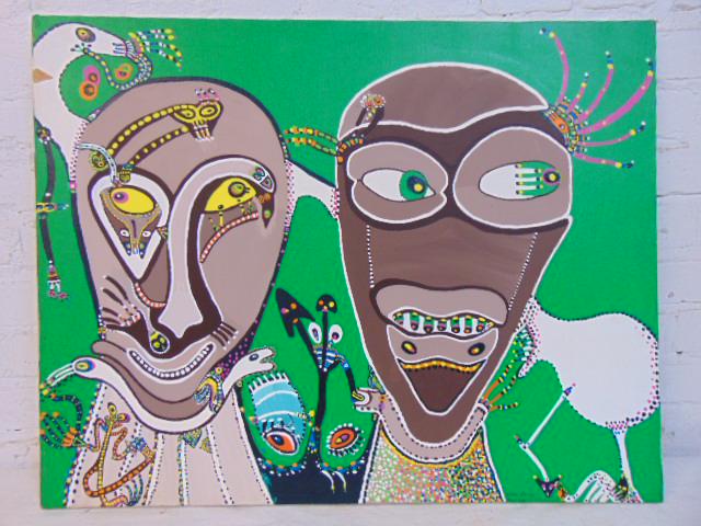 Painting, Louise Abrams, Outsider Art Collection,: Painting, Louise Abrams, Outsider Art Collection, acrylic on canvas, 22" by 28", from the collection of the artist. This lot is part of a large collection of sculpture and paintings from a newly redis