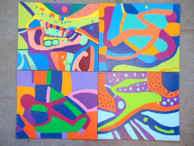 4 paintings, Louise Abrams, Outsider Art Collection, (1 of 2)