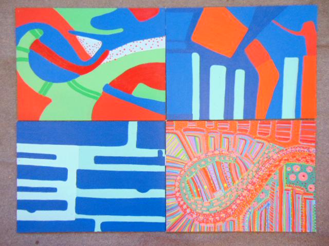 4 paintings, Louise Abrams, Outsider Art Collection, (1 of 2)