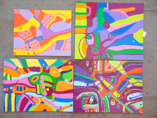 4 paintings, Louise Abrams, Outsider Art Collection, (1 of 2)