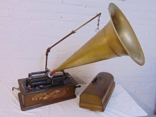Edison Home Phonograph with brass horn, serial # (1 of 8)