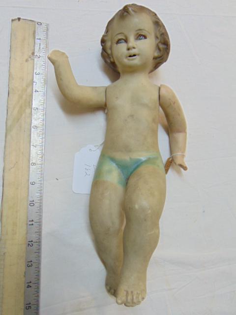 Chalk body baby Jesus figure, glass eyes, fingers (1 of 5)