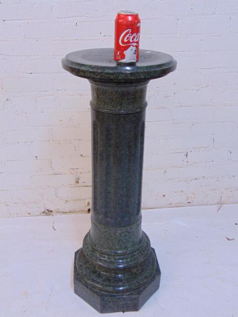 Green marble pedestal, carved collar, sectional, (1 of 6)