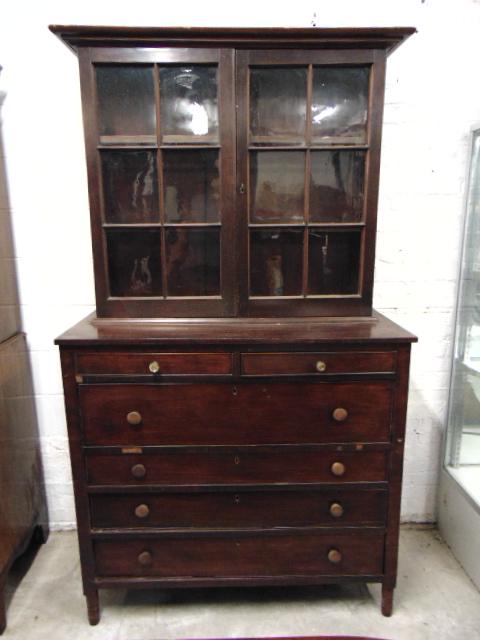 Sheraton bookcase, mahogany, chest base with double (1 of 5)