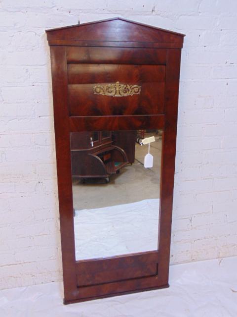 Period Biedermeier mahogany mirror with brass detail, (1 of 5)