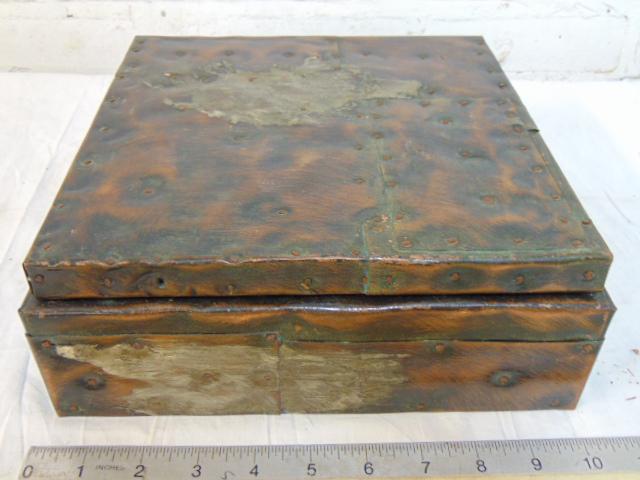 Paul Evans "Patchwork" dresser box, copper clad box, (1 of 5)