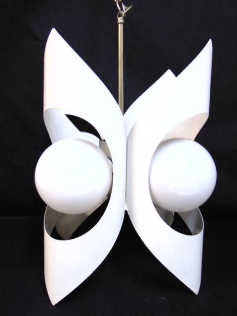 Mid Century modern hanging light fixture, with white (1 of 6)