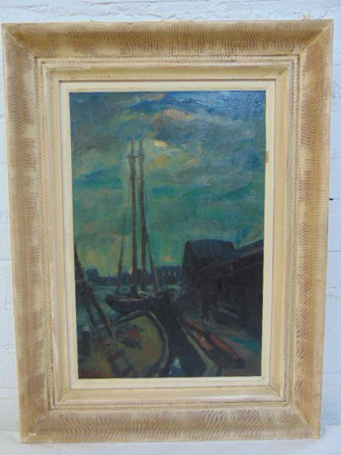 Painting, Gerrit Hondius, Nocturnal dock scene with (1 of 5)