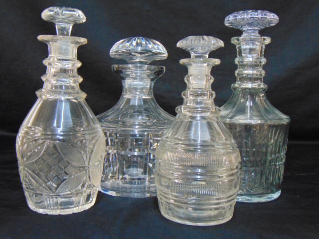 4 crystal decanters with stoppers, minor chips on (1 of 6)