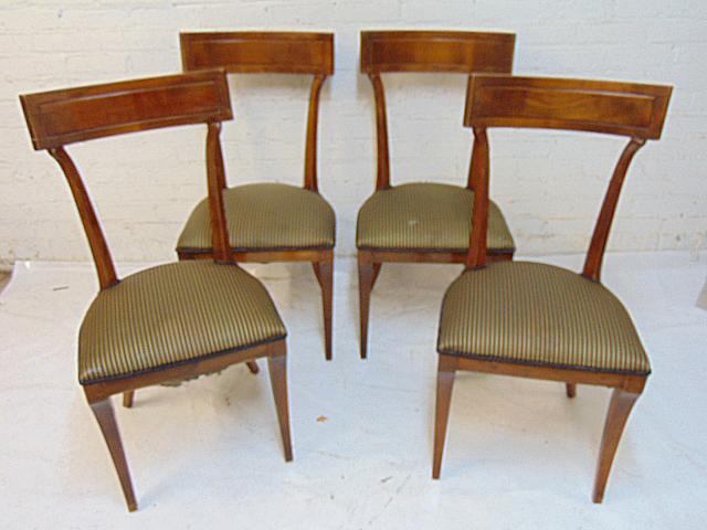 Set 4 MCM Klismos chairs, upholstered seats, chairs are (1 of 5)