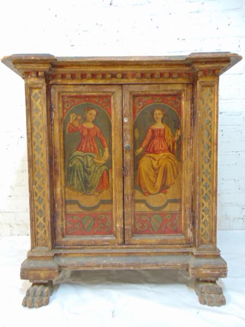 Decorative Italian cabinet, painted doors, renaissance (1 of 6)