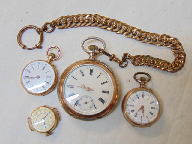 4 watches, 3 pocket & wrist watch, '800 silver (1 of 9)