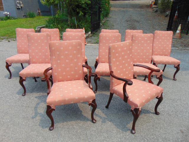 Set of 12 Queen Anne style dining chairs, 10 side, 2 (1 of 7)