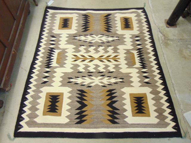 Navajo rug, weaving, in brown & white, native Indian (1 of 7)