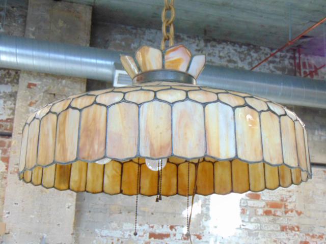 Caramel slag glass hanging dome, 4 sockets, dome is (1 of 5)