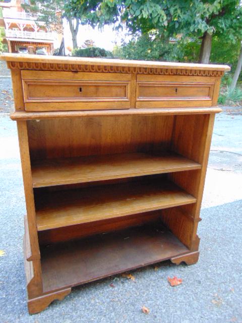 Free standing oak bookcase, Don Ruseau Inc, New York (1 of 6)
