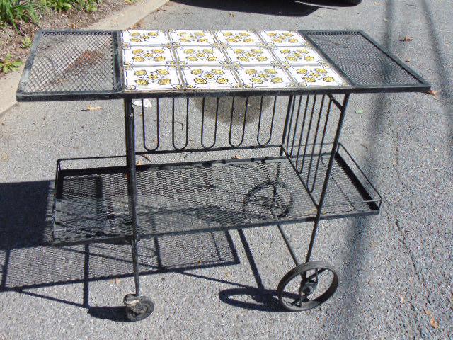 Salterini bar cart with tile top, 45" by 18.75", (1 of 4)