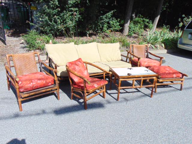 Ficks Reed bamboo patio set, sofa & 2 matching arm (1 of 13)