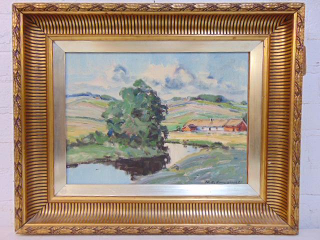 Painting, landscape, signed N. E. Engquist, oil (1 of 4)