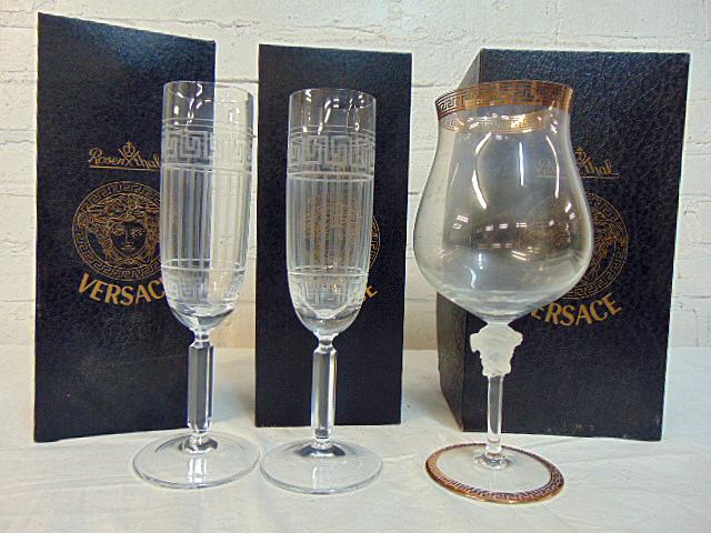 3 fine crystal Versace for Rosenthal stems, pair (1 of 9)