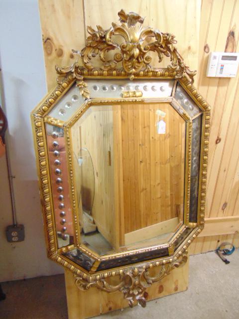 Large decorative gilt mirror, Venetian style, carved (1 of 7)