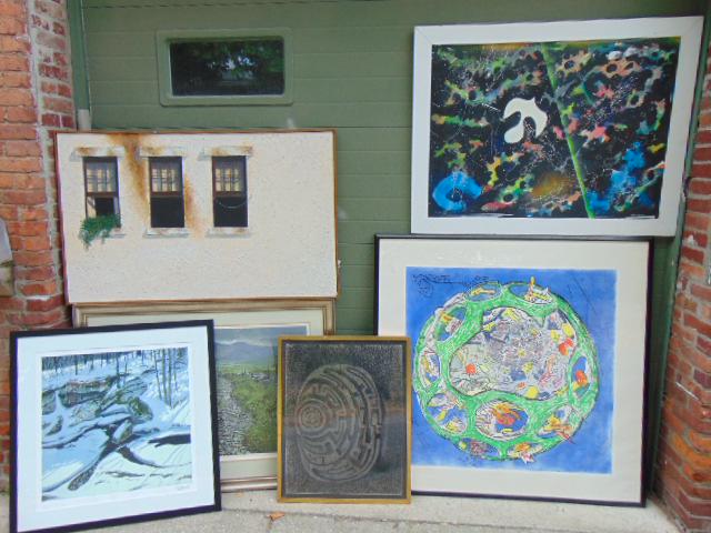 6 pieces art, paintings, lithographs, includes (1 of 15)