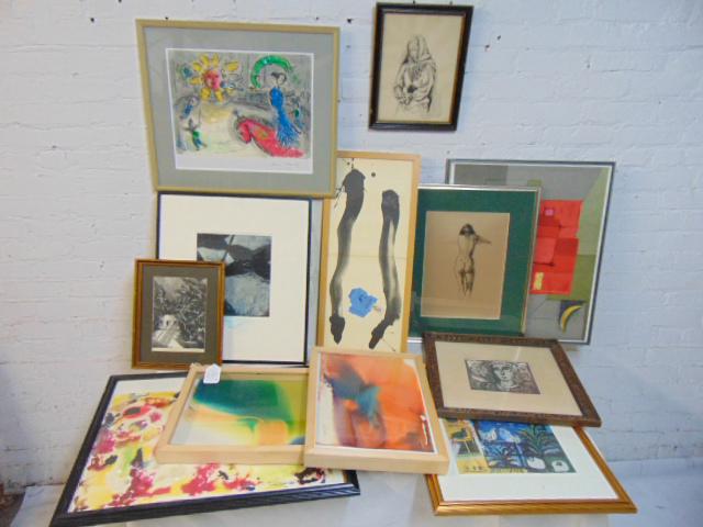 14 pieces of contemporary art, paintings, watercolors, (1 of 11)