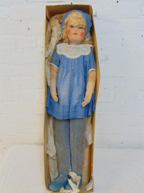 Large Lenci doll, cloth, velour body, girl with cap, in (1 of 5)