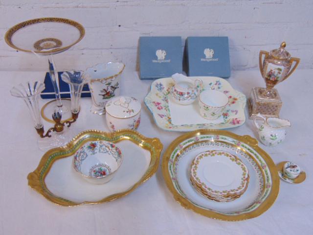 Lot fine porcelain & glass, Herend, Limoges, Royal (1 of 10)