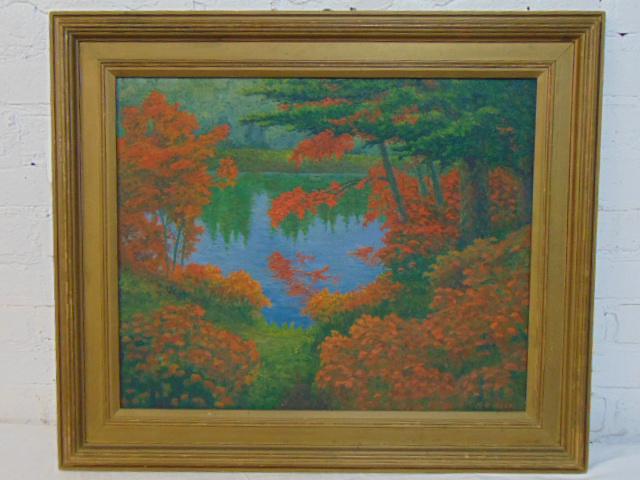 Painting, "October", by Harold .E. Ayer, oil on academy (1 of 5)