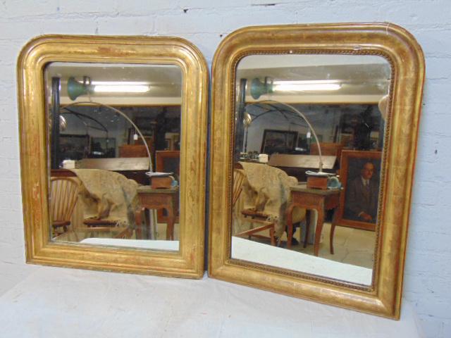 Pair decorative gilt mirrors, with designs in gilt, (1 of 7)
