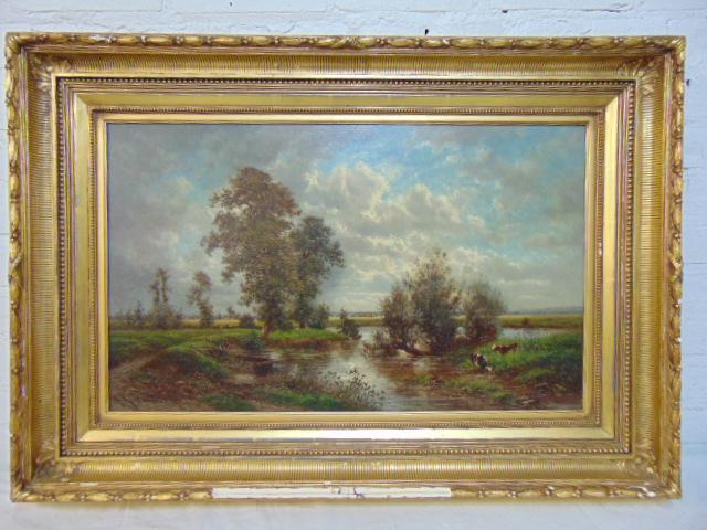 Painting, Dutch landscape, A. Gittard, oil on wood (1 of 6)