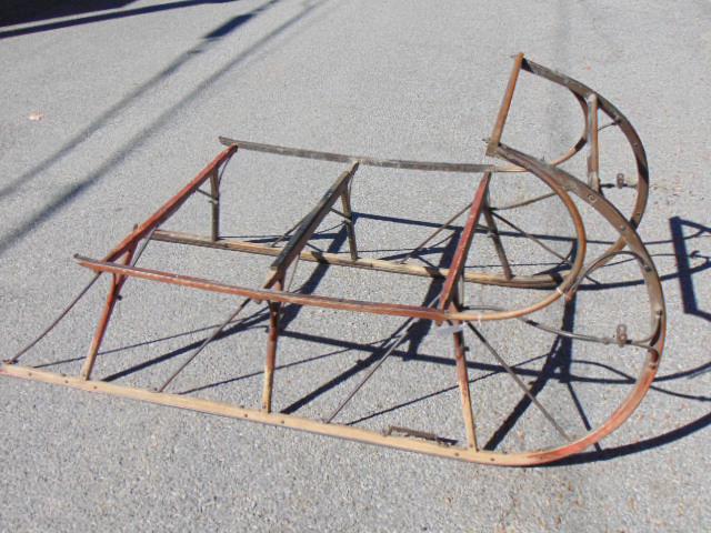 Large sled frame, base structure only, wood & iron, top (1 of 6)