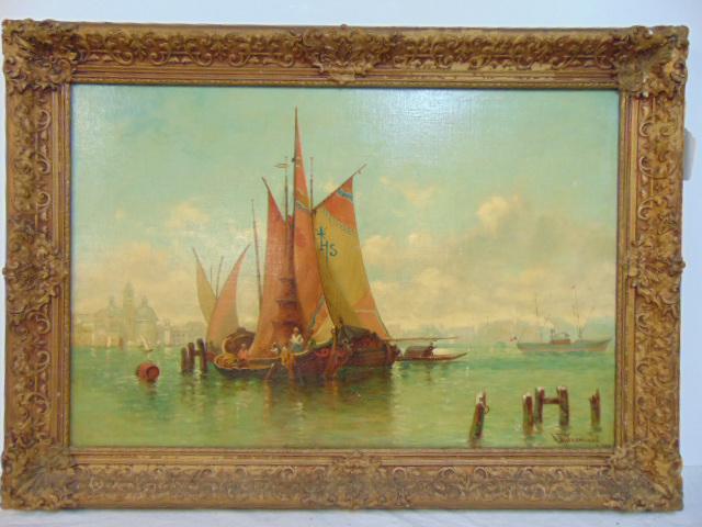 Painting, Venice, signed A. Juliana (??), 1903, oil on (1 of 7)