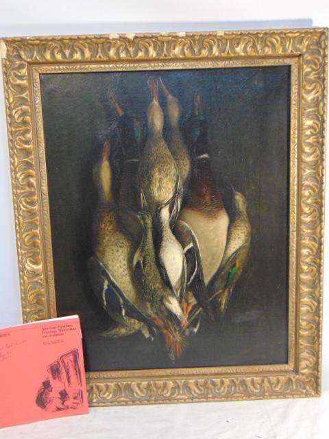 Painting, still life game ducks, fowl, oil on canvas (1 of 8)