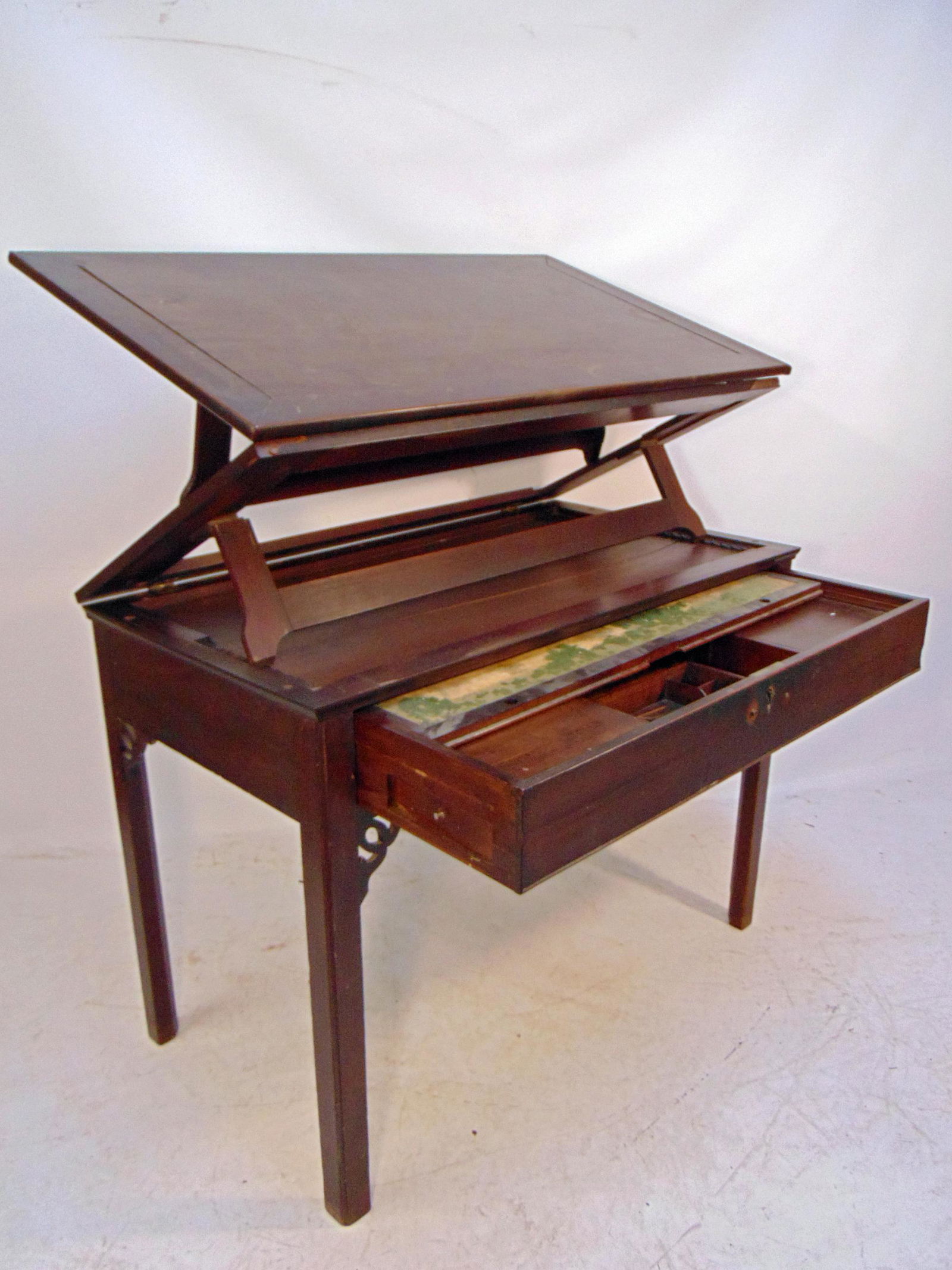 Chippendale mahogany architects desk, with triple (1 of 9)