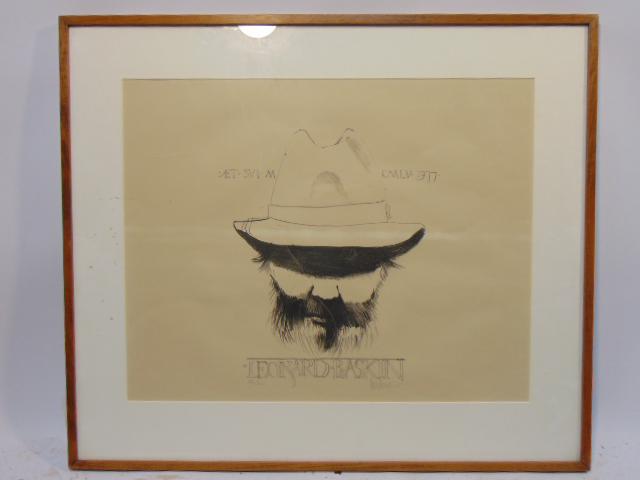 Lithograph, Leonard Baskin, Self Portrait", 1977, (1 of 7)