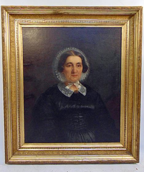 Painting, portrait lady with lace cap & collar, (1 of 5)