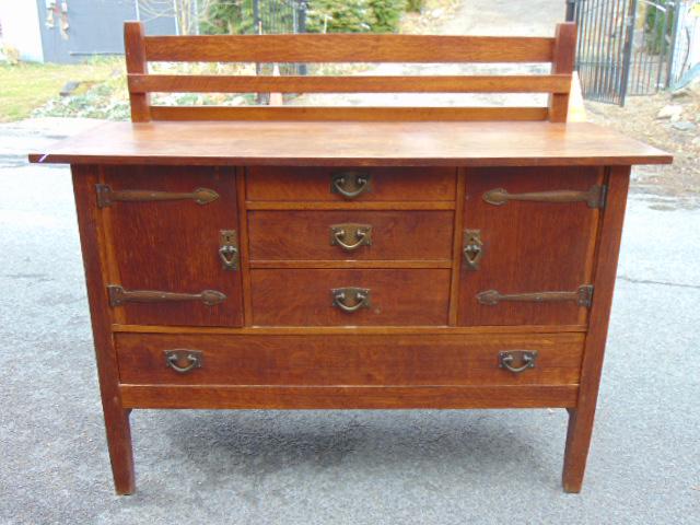 Gustav Stickley server, model 814 1/2, oak arts & (1 of 13)