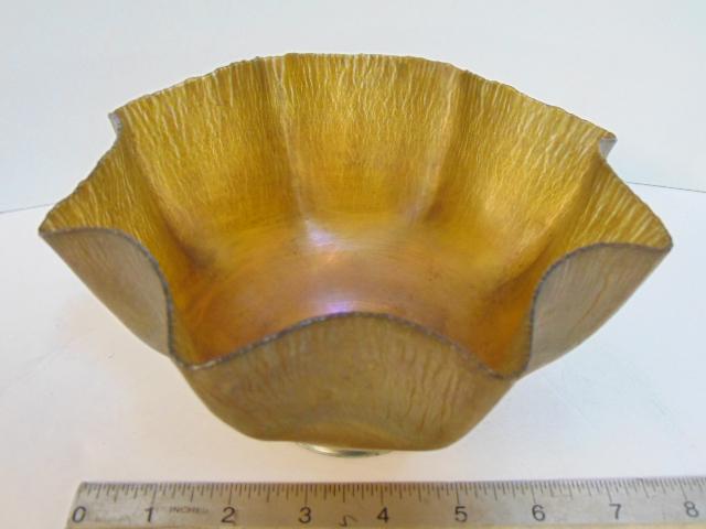 LCT art glass shade, 2.5", gold toned, Tiffany art (1 of 6)