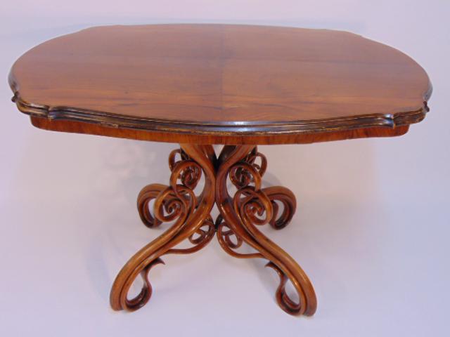 Bentwood center table with veneer top, strong base, top (1 of 10)