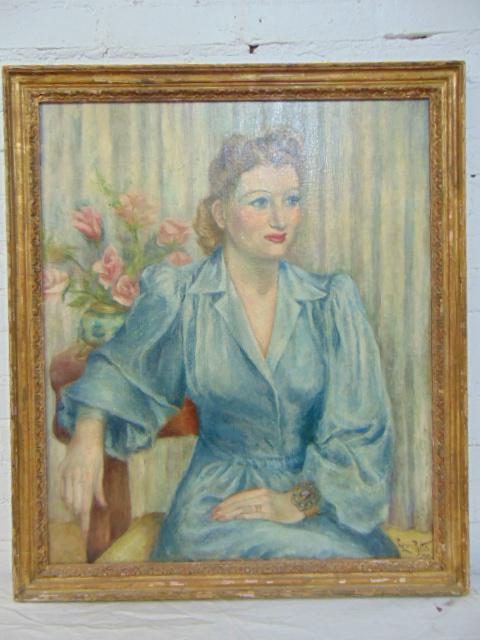 Painting, portrait lady, Louis Betts, oil on canvas,: Painting, portrait lady, Louis Betts, oil on canvas, gilt frame, canvas is 28.25" by 24", relined.