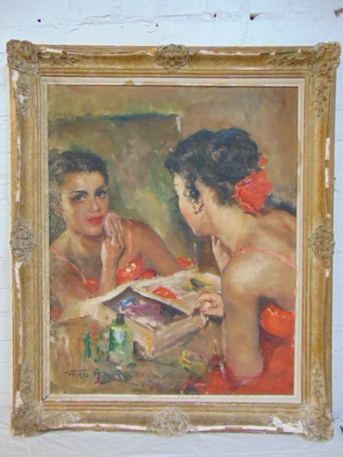 Painting, Pal Fried, portrait of a lady looking in (1 of 6)