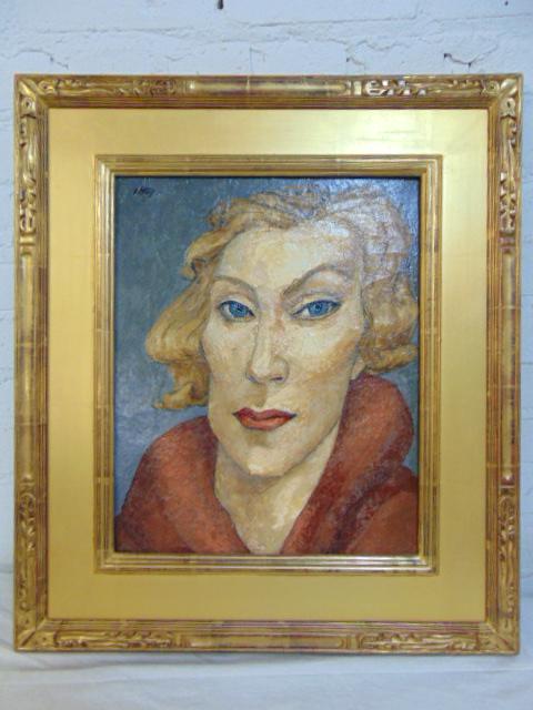 Painting, Emlen Etting, "Lady in a Coat", oil on (1 of 6)