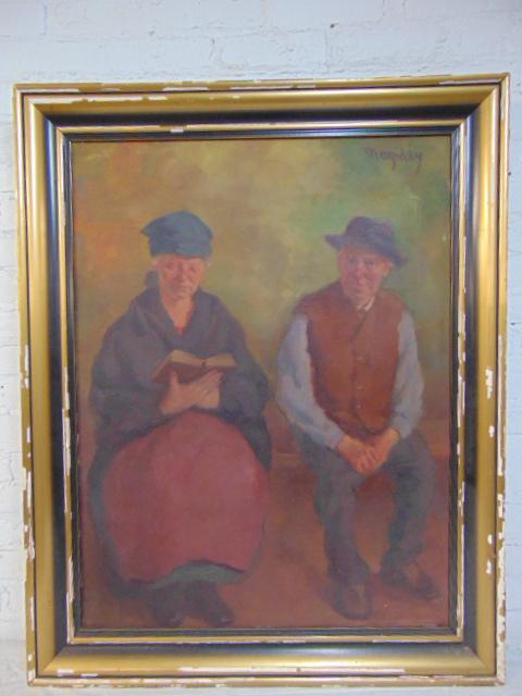 Painting, man & woman, Magidey (Wladimir), oil on (1 of 6)