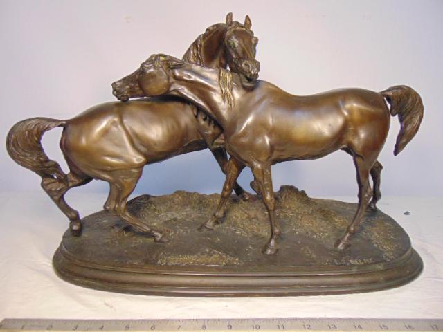 Bronze horse sculpture, Pierre-Jules Mene, 2 necking (1 of 10)