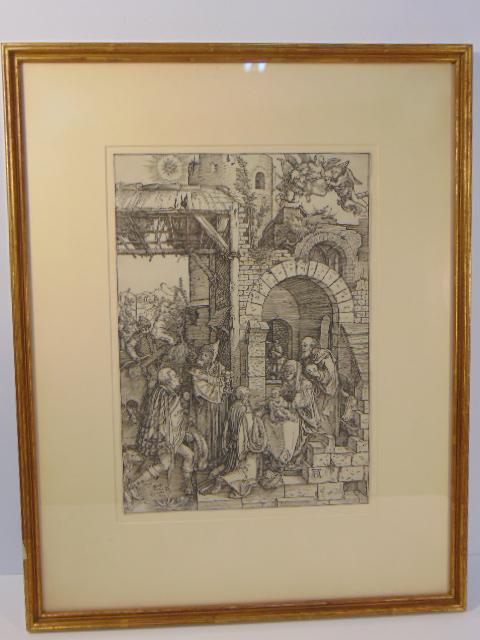 Woodcut print, Albrecht Durer, "The Adoration of the (1 of 7)