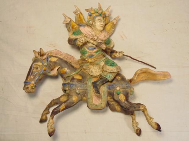 Chinese glazed terra cotta roof tile, figure on (1 of 7)