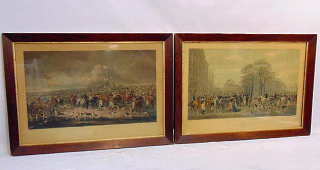 Pair English hunt prints, "The Bedale Hunt", engraved (1 of 8)