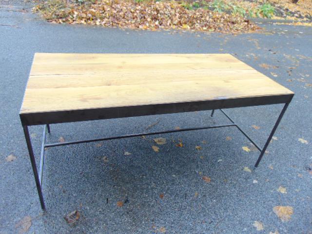 Custom made welded steel & oak top tables, industrial (1 of 6)
